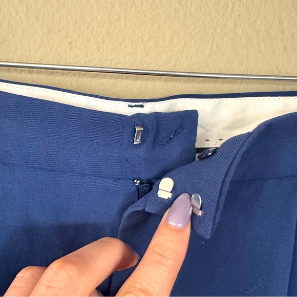 ZARA High Rise Pleated Wide Leg Trouser Pants Blue Size Small - Picture 5 of 7